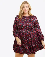 Long Sleeve Shift Dress Scarlet Floral