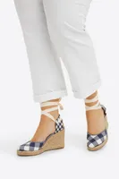 Olivia Espadrille Wedges Navy Gingham