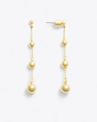 Linear Gold Bead Earrings