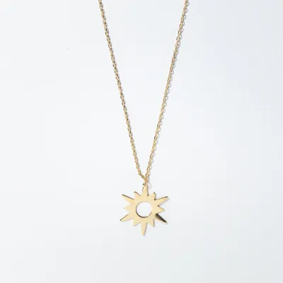 10K Yellow Gold Padlock and Key Necklace - AU1321