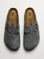 MENS BIRKENSTOCK BOSTON SOFT FOOTBED SUEDE SANDALS - BASALT GREY