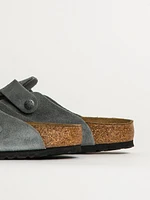 MENS BIRKENSTOCK BOSTON SOFT FOOTBED SUEDE SANDALS - BASALT GREY