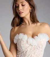 Aria Lace Rosette Trim Corset Mini Dress