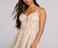 Regina Formal Sequin And Lace Dress