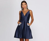River Formal Satin Party Dress