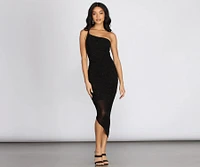 Amari Heat Stone One Shoulder Midi Dress