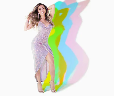 Star Sequins Wrap Midi Dress