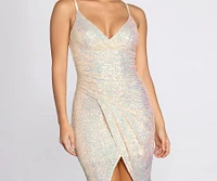 Star Sequins Wrap Midi Dress