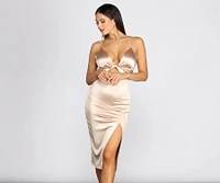 Mia Formal Satin Midi Dress