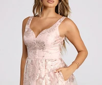 Heather Formal Floral Burnout Organza Party Dress