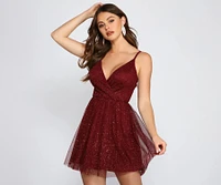 Hannah Glitter Mesh Party Dress