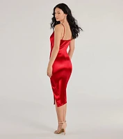 Nadine Formal Ruched Satin Midi Dress