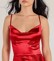 Nadine Formal Ruched Satin Midi Dress