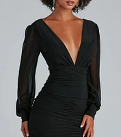 Amaria Formal Ruched Chiffon Mini Dress