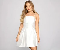 Hadley Strapless Pleated Satin Party Dress