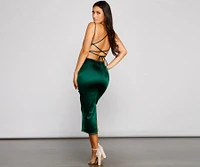 Maya Cowl Neck Satin Formal Dress
