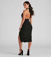 Reagan Formal Open Back Midi Dress