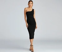Alessandra Formal One-Shoulder Midi Dress