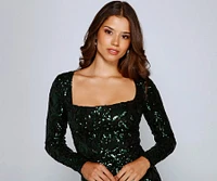 Alora Formal Sequin Scroll Bodycon
