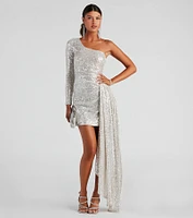 Talulla Formal One-Shoulder Sequin Mini Dress