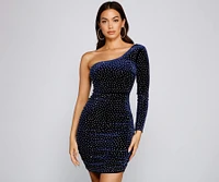 Laurie Rhinestone Velvet Mini Dress