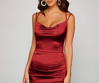 Becca Satin Lace-Up Ruched Mini Dress