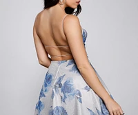 Vivi Formal Foiled Woven Glitter Party Dress
