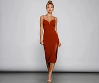 Aurora High-Slit Fitted Midi Dress
