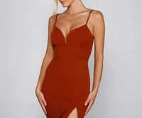 Aurora High-Slit Fitted Midi Dress