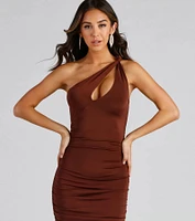 Drew One-Shoulder Midi Formal Dress