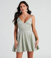 Rashida Lattice Back Glitter Dress