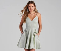 Erina Formal Woven Glitter And Lace Dress
