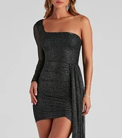 Scarlet Formal Glitter Drape Dress