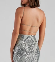 Brianna Sequin Mesh Bodycon Dress
