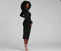 Jaimie Formal Surplice Wrap Tea Length Dress