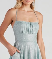 Violet Woven Glitter Party Dress