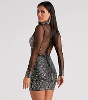 Tate Rhinestone Mesh Party Dress