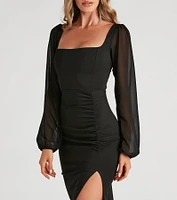 Violeta Chiffon Sleeve Crepe Midi Dress