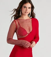 Diana Rhinestone Mesh Party Dress