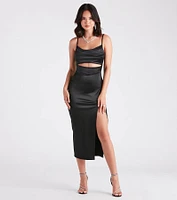 Seona Formal Satin Midi Dress