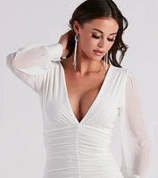 Alena Chiffon Long Sleeve Ruched Mini Dress
