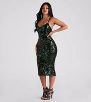 Adora Formal Sequin Midi Dress