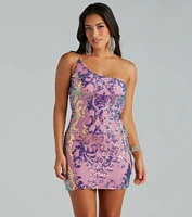 Kai Formal One-Shoulder Sequin Short Dress