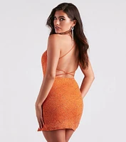 Jasmine Ruched Glitter Bodycon Mini Dress