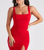 Matilda Crepe Slit Midi Dress