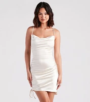 Kristy Satin Cowl Neck Party Dress