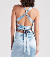 Kylee Satin Lace-Up Party Dress