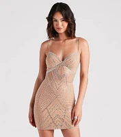 Nessa Rhinestone Mesh Party Dress