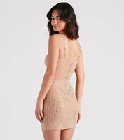 Nessa Rhinestone Mesh Party Dress