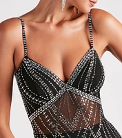 Nessa Rhinestone Mesh Party Dress
